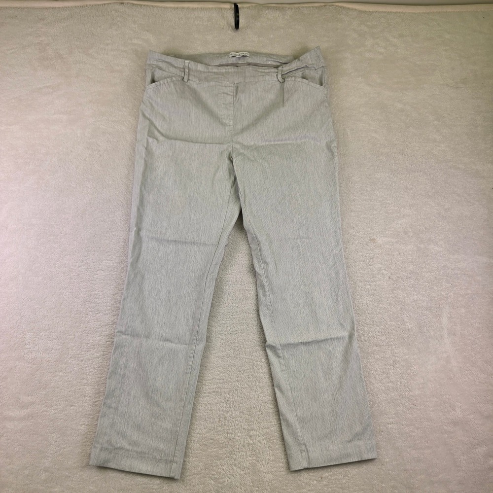 Madison d amelie Womens Gray White Micro Striped Pull On Straight Leg Pants 16P